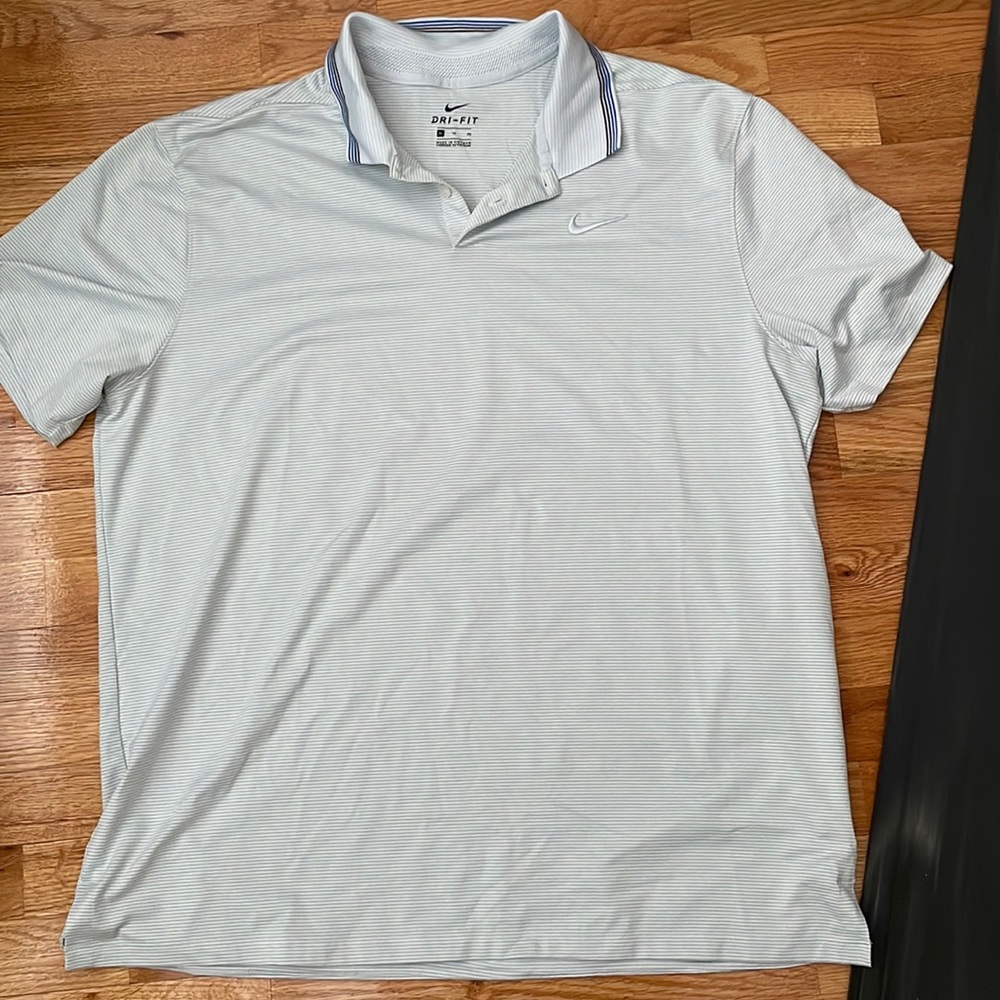 Grey and white golf Nike polo